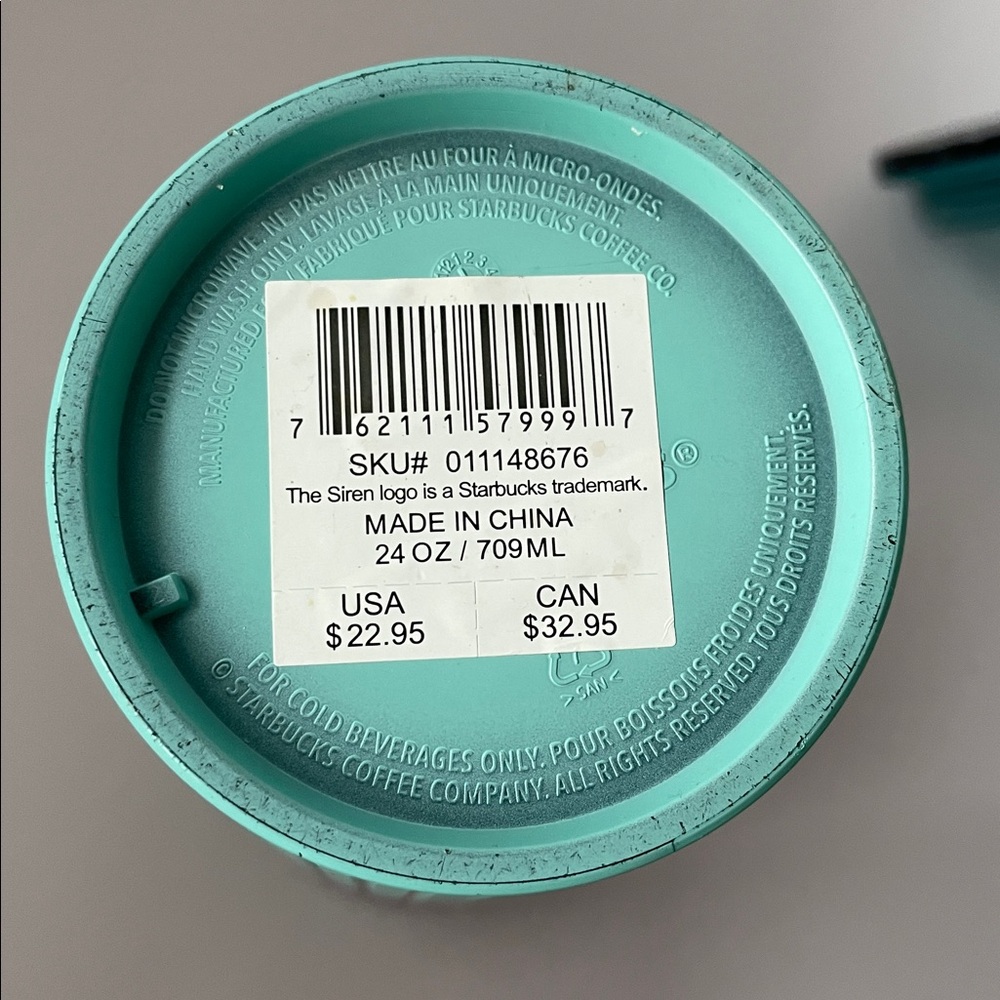NWT Starbucks Pink & Teal Textured Tumbler.  24oz. - Picture 5 of 5